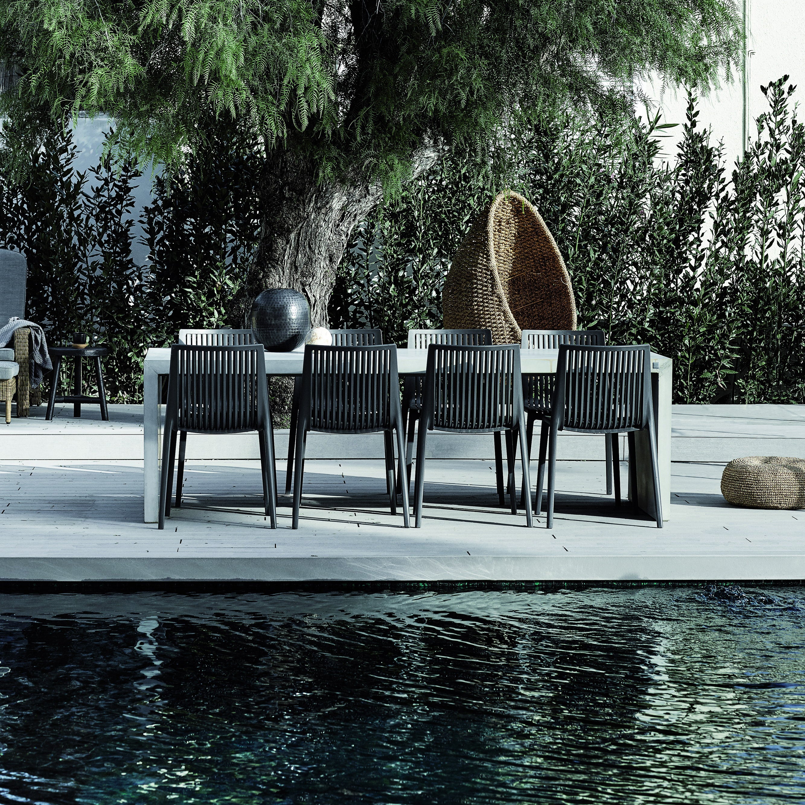 Nox Patio Stackable Dining Chair in Anthracite - (Set of 2)