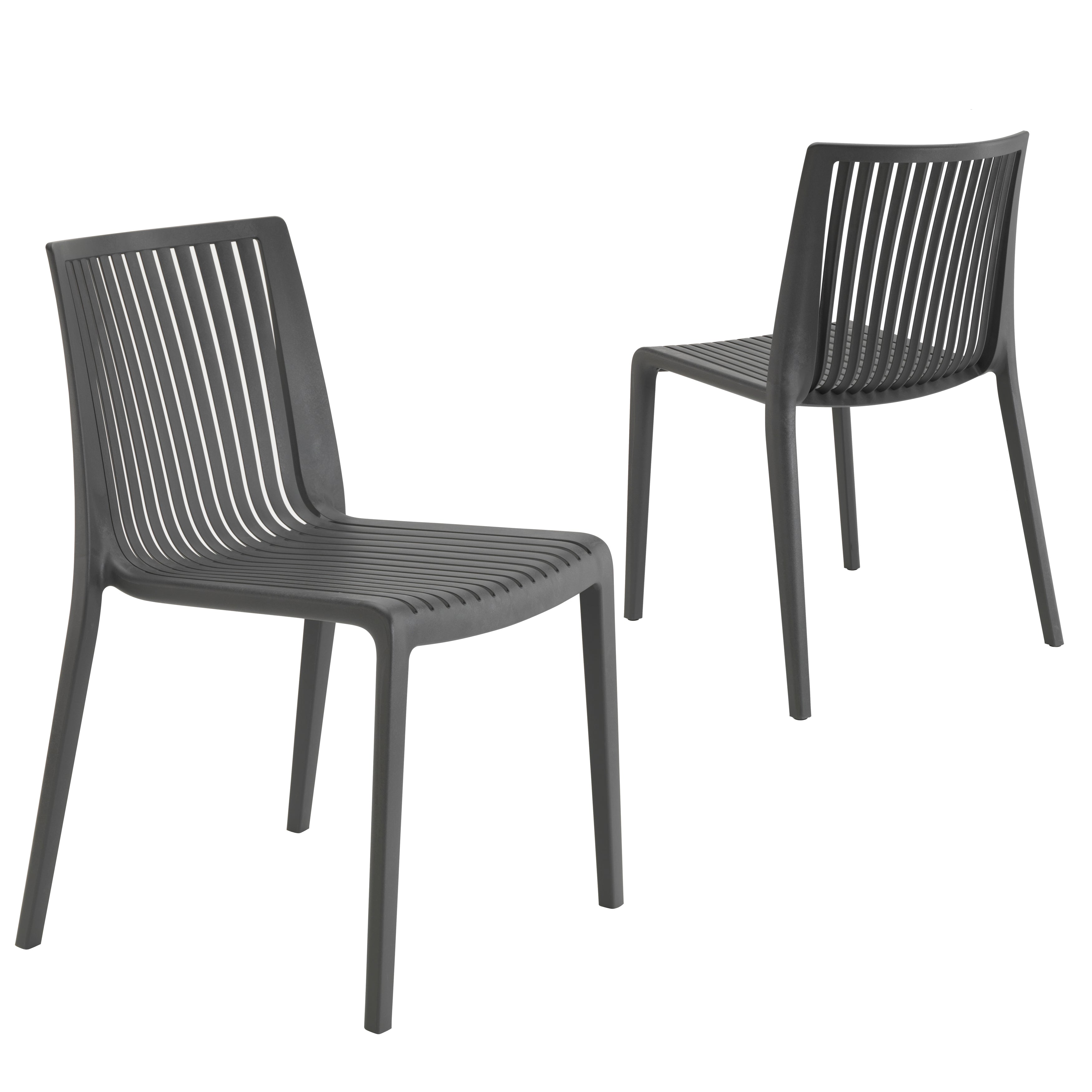 Nox Patio Stackable Dining Chair in Anthracite - (Set of 2)