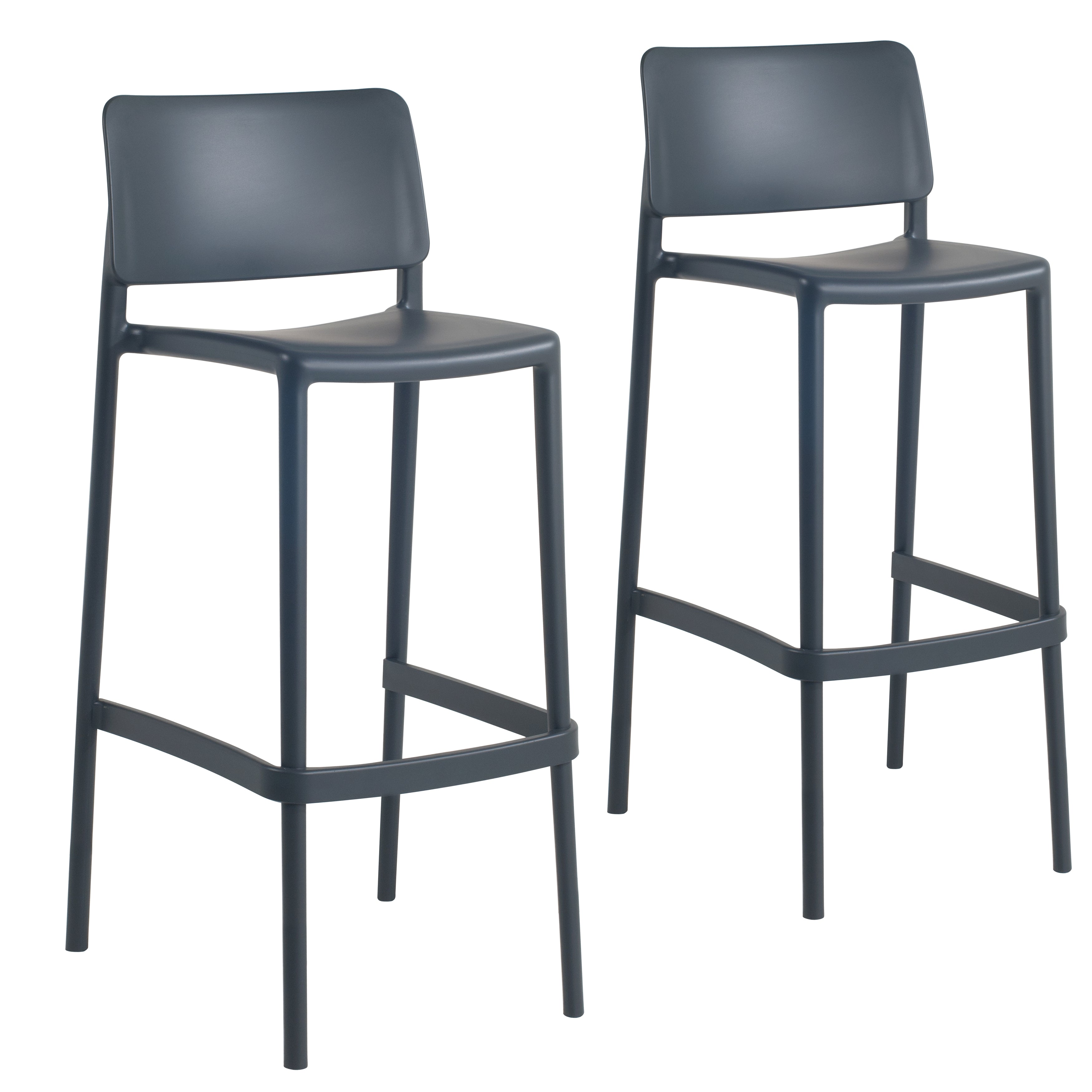 Cleo Patio Plastic Stackable Bar Height Bar Stool in Anthracite Black - (Set of 2)