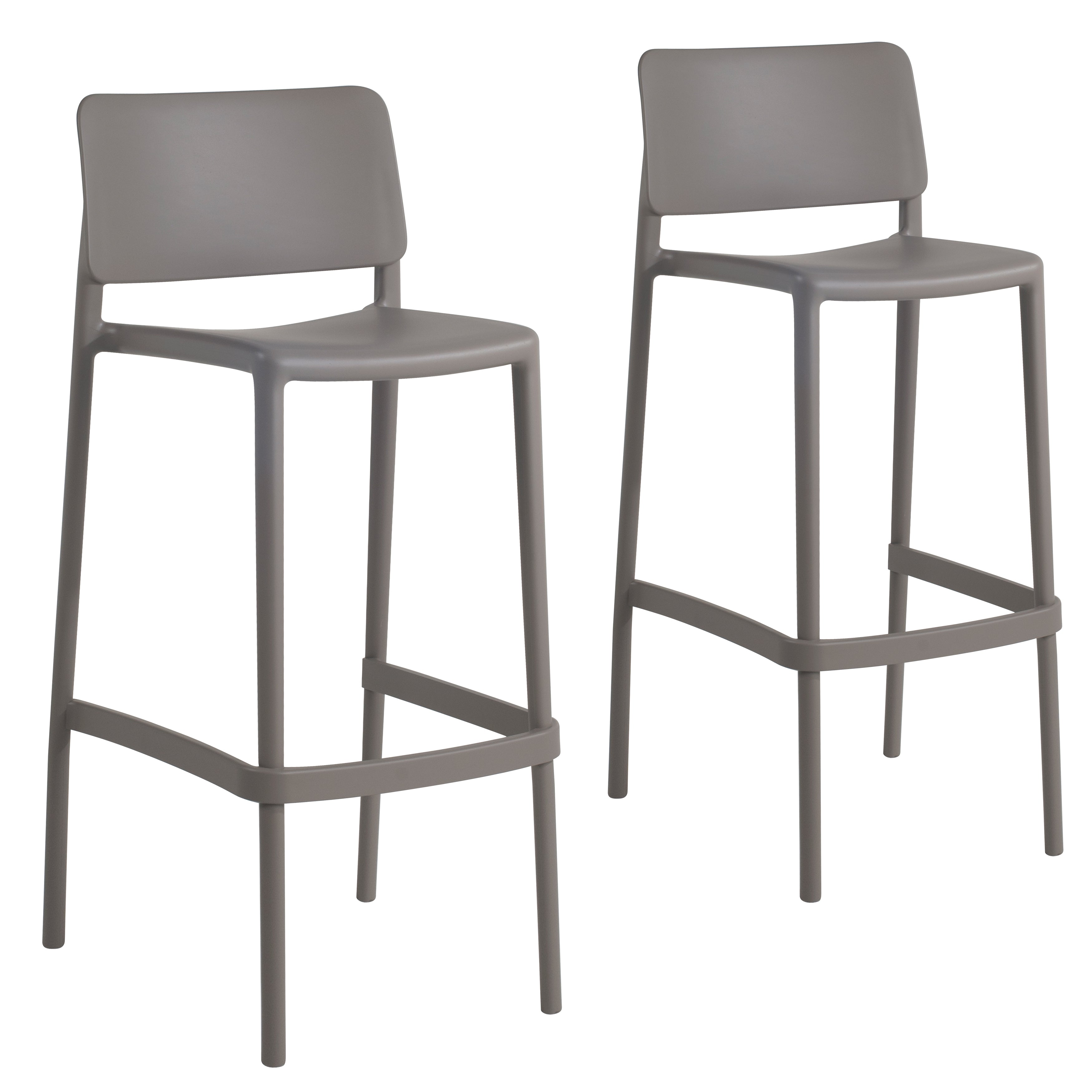 Cleo Patio Plastic Stackable Bar Height Bar Stool in Taupe - (Set of 2)
