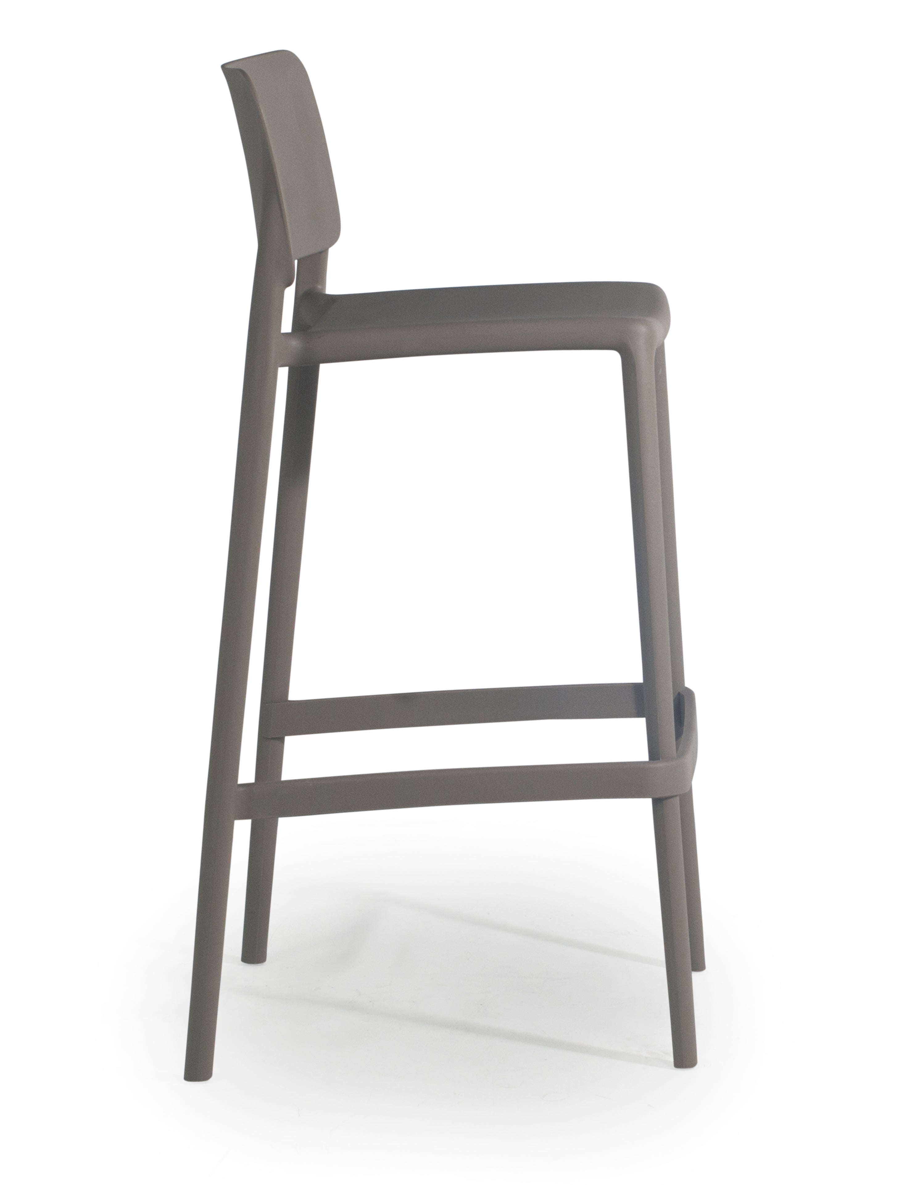 Cleo Patio Plastic Stackable Bar Height Bar Stool in Taupe - (Set of 2)