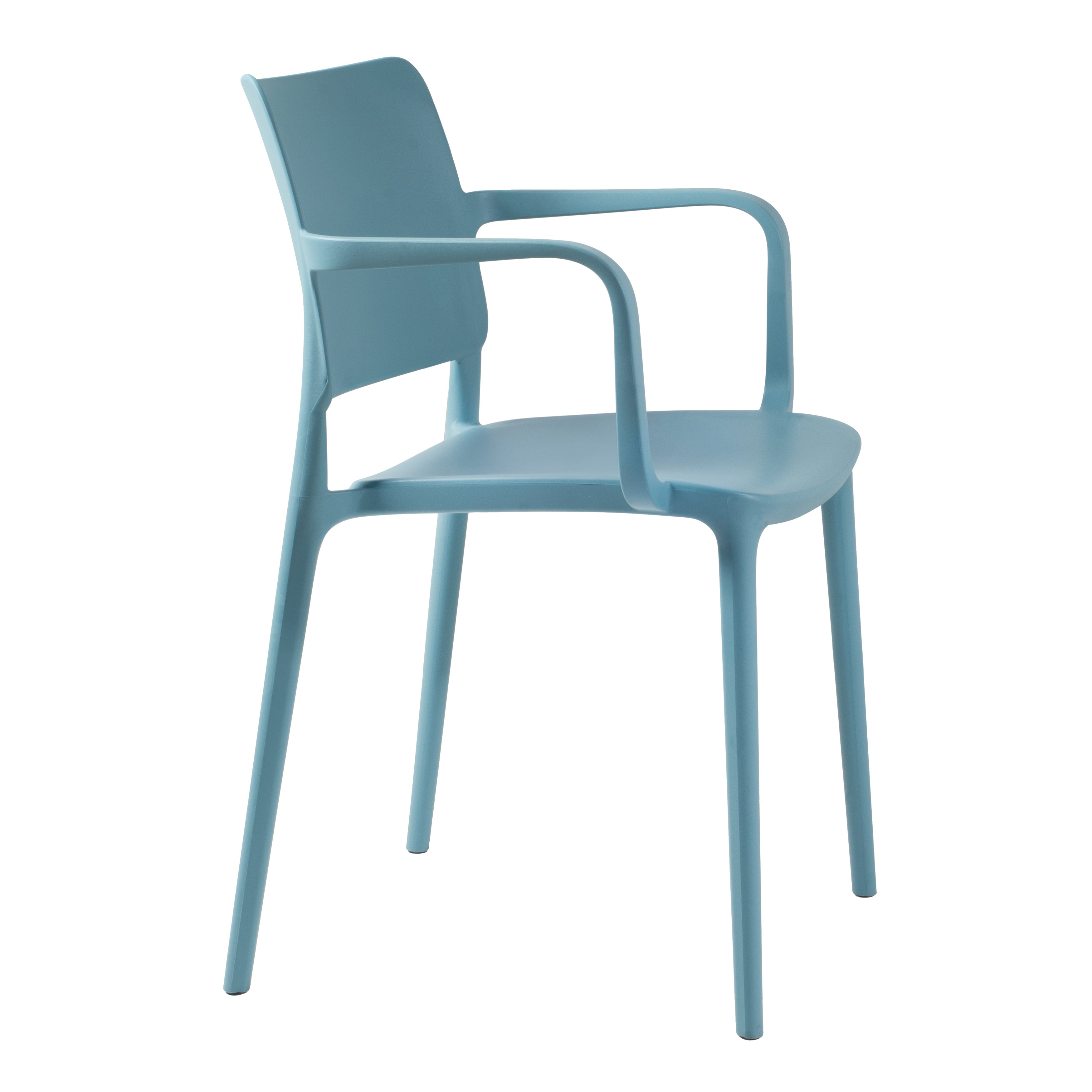 Cleo Arm Patio Dining Chair in Aqua Blue - (Set of 2)