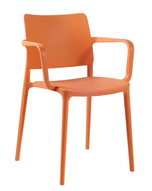 Cleo Arm Patio Dining Chair in Orange - (Set of 2)