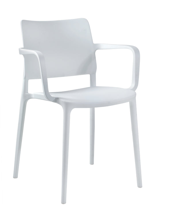 Cleo Arm Patio Dining Chair in White - (Set of 2)